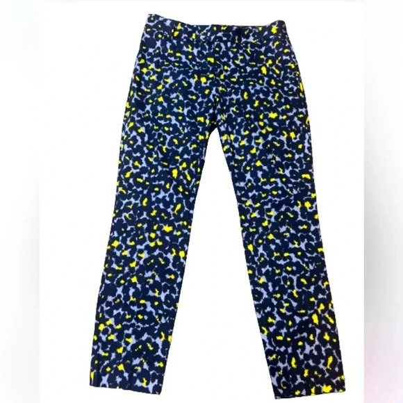 GAP ANKLE PANTS SLIM ANKLE CROPPED STRETCH BLUE AND YELLOW PRINT NWT SIZE 0 - Picture 1 of 9
